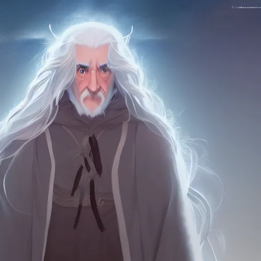 Image similar to J.R.R. Tolkien as Gandalf, ambient lighting, 4k, anime key visual, lois van baarle, ilya kuvshinov, rossdraws, artstation