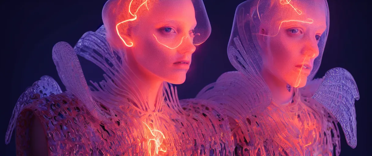 Image similar to hyperrealist highly detailed english medieval portrait of high fashion archangel wearing flame fire smoke flame armor, radiating atomic neon corals, veiny network growth with ghostly ghost translucent ghost armor, concept art pascal blanche dramatic studio lighting 8k wide angle shallow depth of field