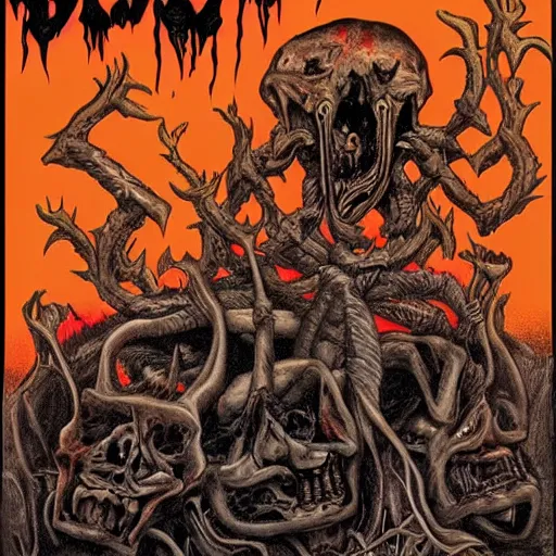 Prompt: the most metal place in hell, art by chris achilleos, doom metal