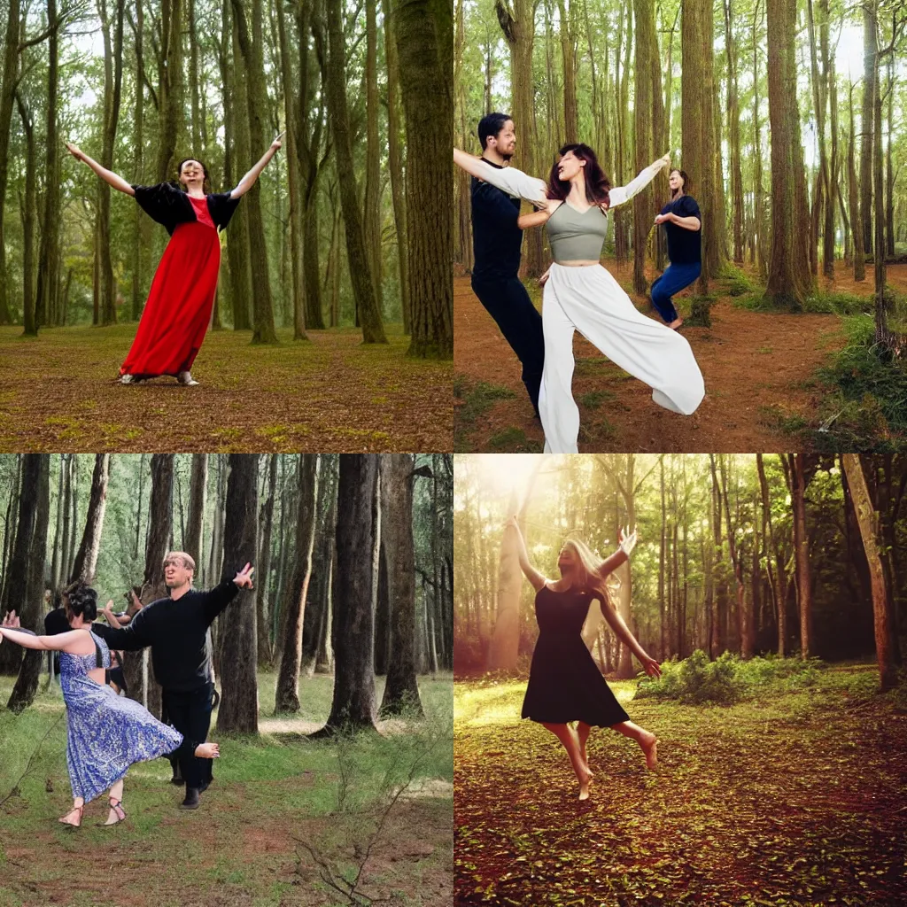 Prompt: dancing in a forest