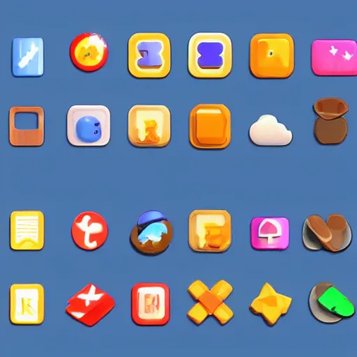 Image similar to cubby 3 d icons for mobile game, stylized, blue scheme,