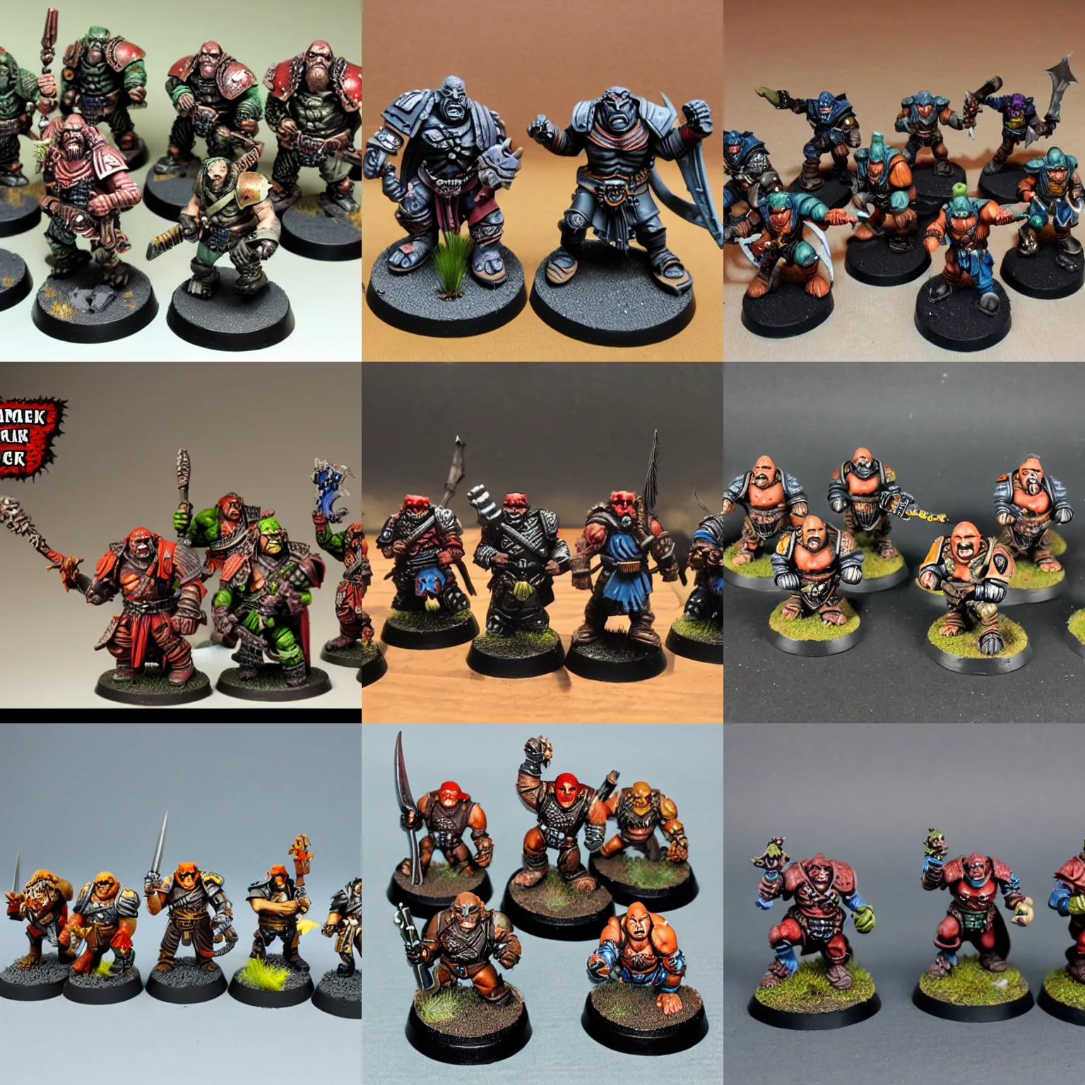 Prompt: Warhammer Orcs figures painted