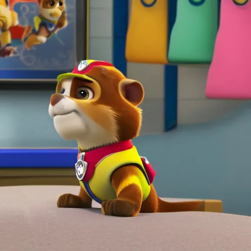 Prompt: a hamster in paw patrol