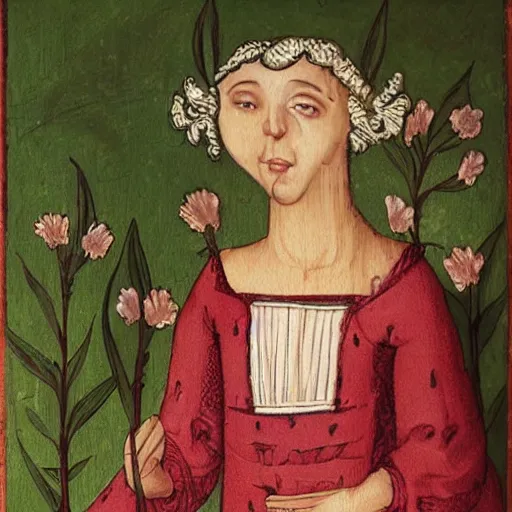 Prompt: medieval carnation lady