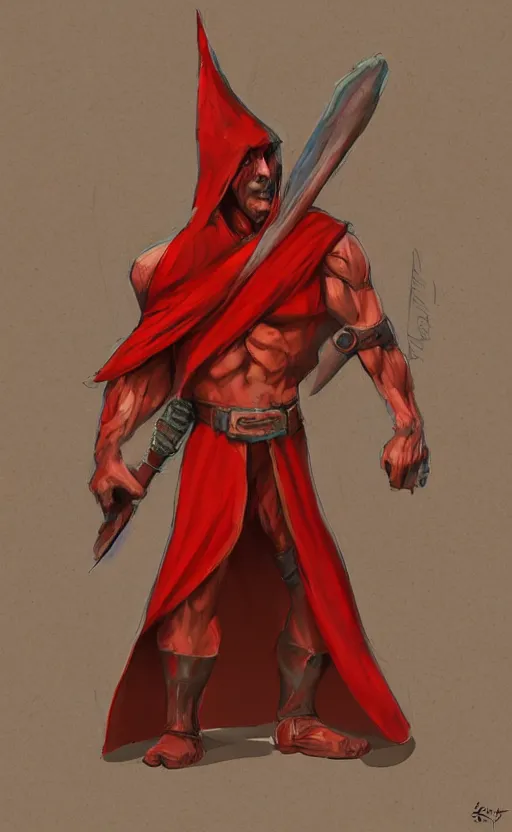 Image similar to a chad and handsome red wizard, super buff and cool, very detailed, sharp, matte, concept illustration