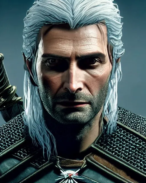 Prompt: David Tennant in the role of Witcher III Gerald of Rivia, amazing short, 8K, IMAX, ultra detailed