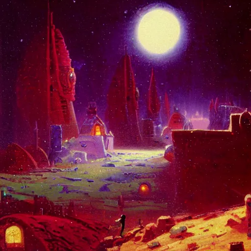 Image similar to a village on Neptune by paul lehr,