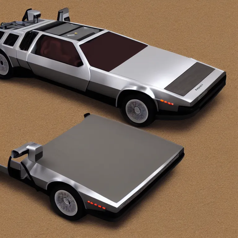 Prompt: blueprint of a single sleek concept delorean, by red dead redemption 2, by greg rutowski
