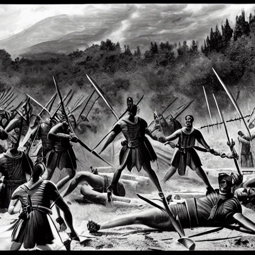 Image similar to the battle of thermopylae, historical photo, official archives