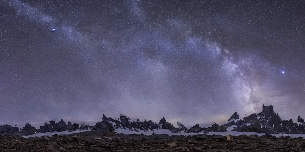 Prompt: time-lapse of landscape night sky!!, Antarctica, sharp focus, intricate, super wide angle, 4K