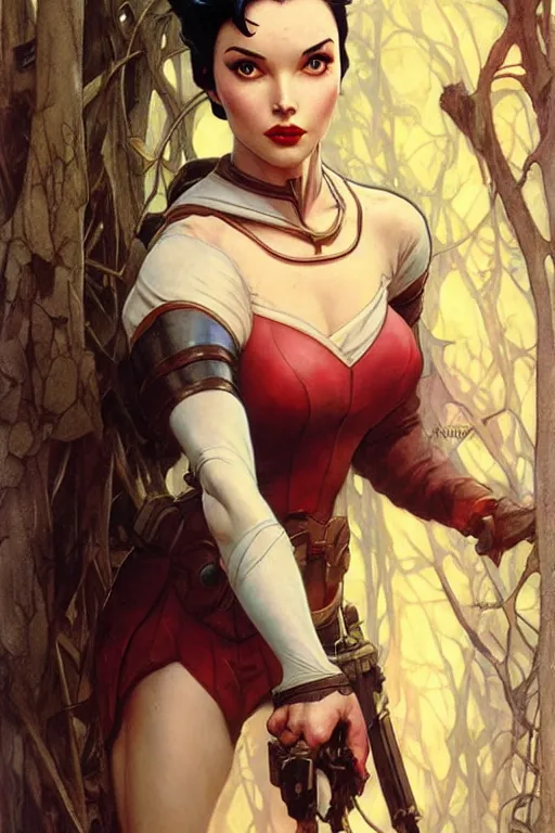 Prompt: warrior snow white as aeon flux profile picture by Margaret Keane, dynamic pose, intricate, futuristic, fantasy, elegant, by Stanley Artgerm Lau, greg rutkowski, thomas kindkade, alphonse mucha, loish, norman Rockwell,