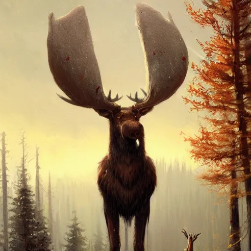 Image similar to mooseperson moosekin mooseman by greg rutkowski