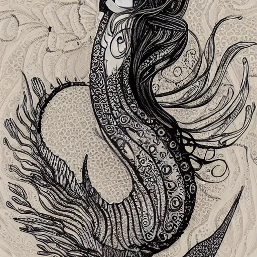 Prompt: mermaid, intricate, art by greg rutkowsk, high detailed, 4 k,