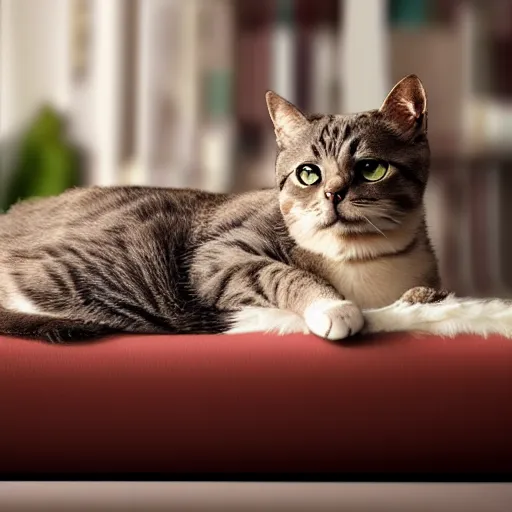 Prompt: cat sitting on sofa, 4k photorealistic