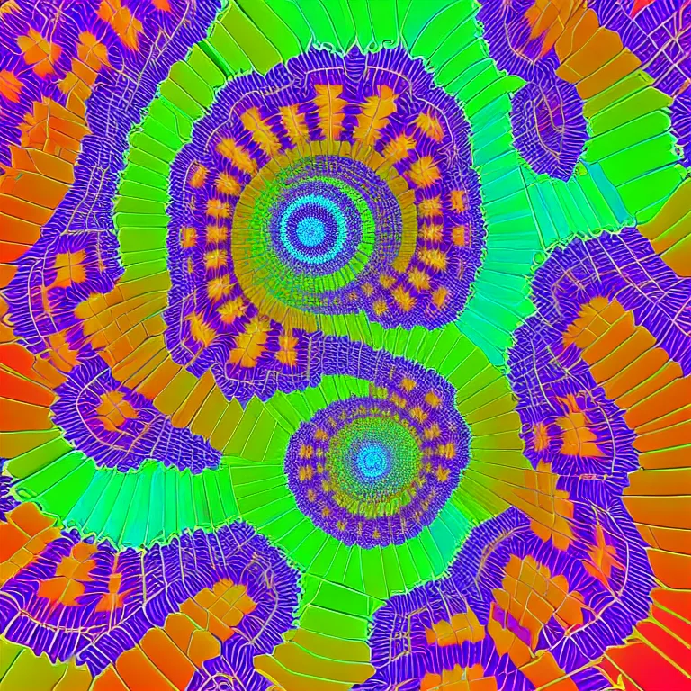 Image similar to symmetrical generative art of a psychedelic sonic fibonacci mandelbulb kaleidoscope isometric voxel 3 d superstructure in vivid colors, perfect symmetry