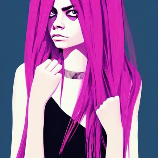 Image similar to portrait of cara delevingne by ilya kuvshinov