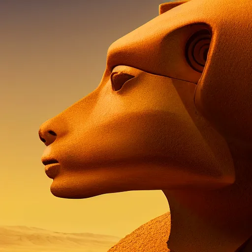 Image similar to hyperrealistic futuristic highly detailed chimera and sphinx on the mars sharp focus in the style of modern art deco and retro 8 k