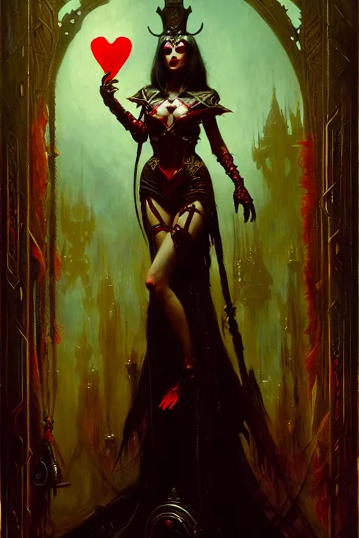 Image similar to the queen of hearts, dark fantasy by gaston bussiere, bayard wu, greg rutkowski, giger, maxim verehin