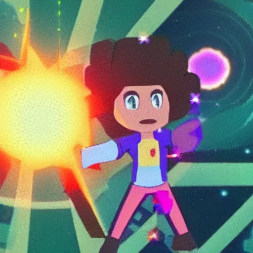 Image similar to a screenshot of Steven Quartz from Steven Universe, low quality, vhs quality,