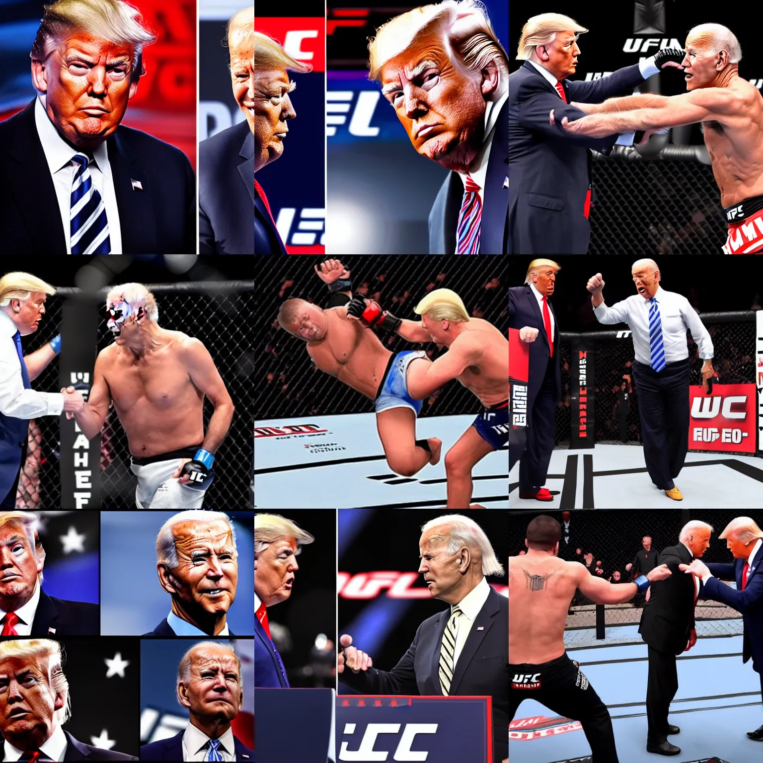 Prompt: trump and biden in ufc fight