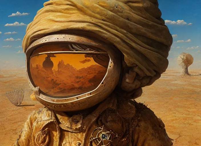 Prompt: a highly detailed forgotten garden gnome surviving in a vast barren desert, hopeless wasteland background with a relentless raging sun overhead, hot, oppressive, an ultrafine detailed painting by by karol bak and filip hodas, trending on deviantart, pop surrealism, whimsical, lowbrow, perfect symmetrical face, sharp focus, masterpiece