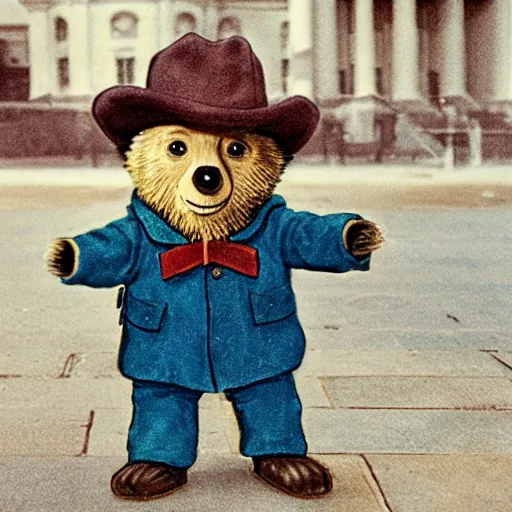 Prompt: Paddington Bear at the capitol riots