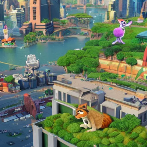 Prompt: The SimCity user interface as applied to Zootopia