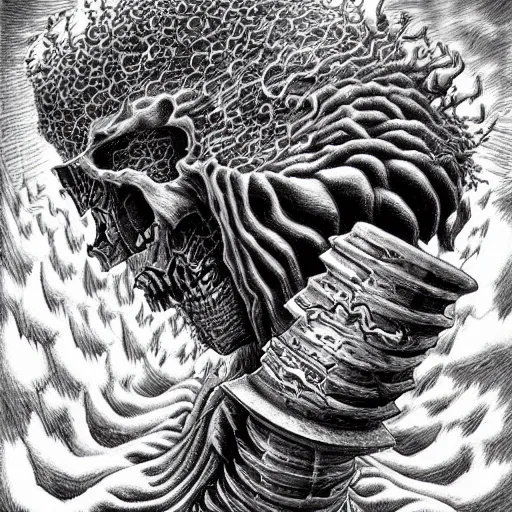 Image similar to an anthropomorphic depiction of death itself by kentaro miura, hyper-detailed masterpiece