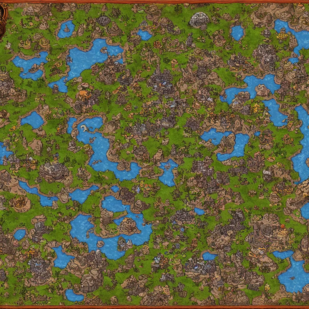 Image similar to Map in the style of World of warcraft map, hyper detailed