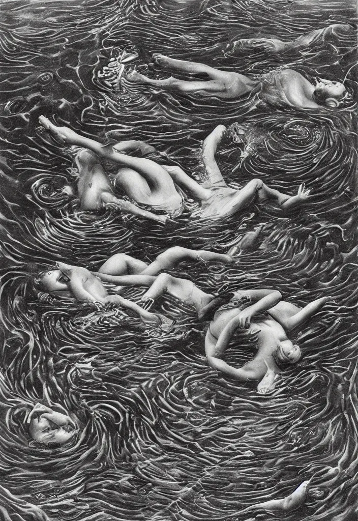 Image similar to highly detailed surrealist art about drowning slowly