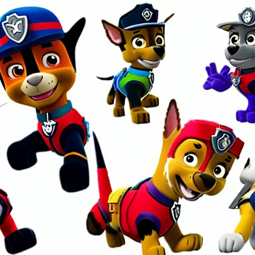 Prompt: paw patrol characters as marvel characters