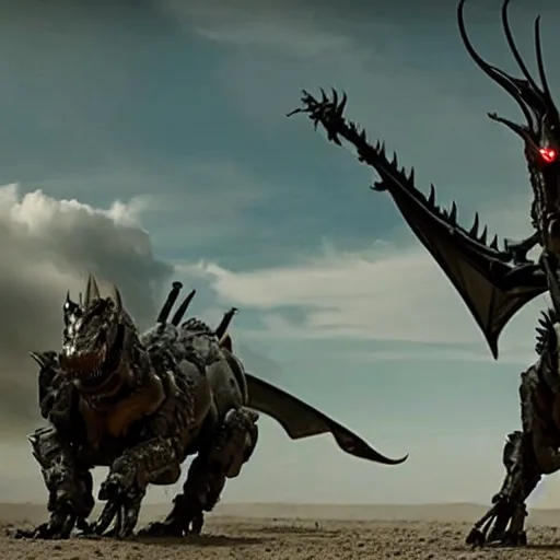 Prompt: cinematic still of westworld, intact si - fi robotic fantasy dragon, well armored mech dragon, highly detailed