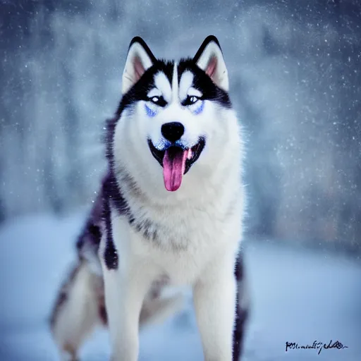 Image similar to princess moonmoon siberian husky, award winning, digital art, realism, dramatic lighting, bokeh, 8k