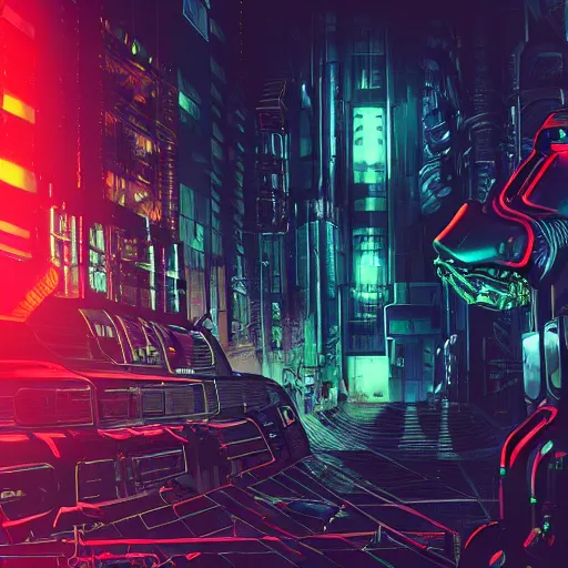 Prompt: A bionic, cybernetic cyborg in a dark, gritty, neon-lit cityscape, Digital painting, urban, city, science fiction, dark, noir, neon, cyber punk, steam punk, industry, machine, steam, robot, character design, world building, 8k, by Viktor Miller-Gausa