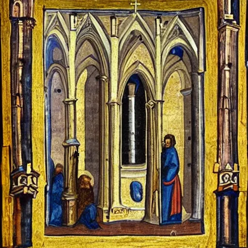 Image similar to cathedral, medieval painting, very detailed