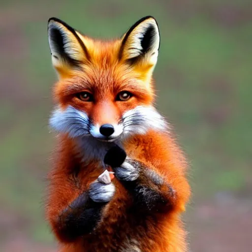 Prompt: a fox holding a knife