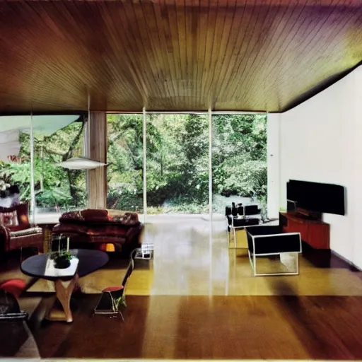 Image similar to interior photo of a 60s modernist home that is Disney themed