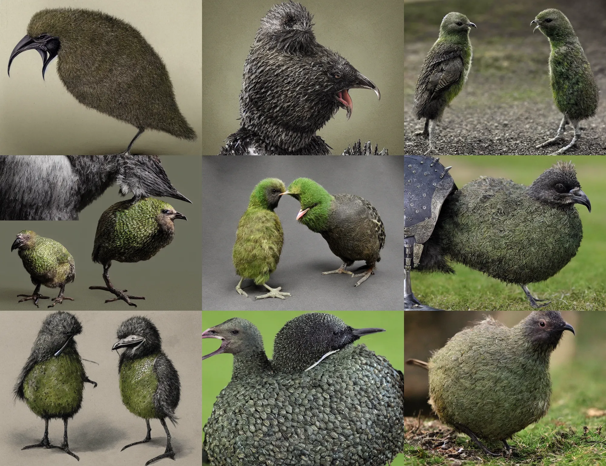 Prompt: A new zeland kiwi bird wearing armor from G.I.G.N. , realistic