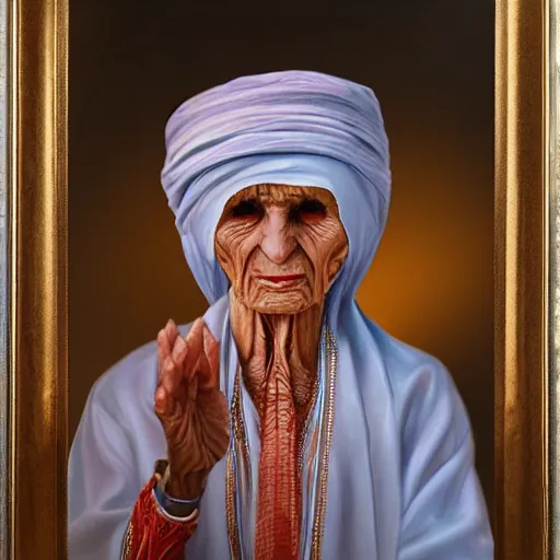 Prompt: баба ванга matte portrait painting of the mystic baba vanga