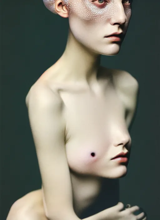 Image similar to Kodak Portra 400, 8K, soft light, volumetric lighting, highly detailed, britt marling style 3/4 , portrait photography of a beautiful woman by Paolo Roversi, face and body merging with jellyfishes, symbolic metamorphosis complex 3d render , 150 mm lens, art nouveau fashion embroidered,bust with intricate underwaters details, elegant, hyper realistic, ultra detailed, octane render, underwater soft colours, emotionally evoking, head in focus, fantasy, elegant, soft light, volumetric lighting, highly detailed, Refined, Highly Detailed, soft pastel lighting colors scheme, fine art photography, Hyper realistic, photo realistic