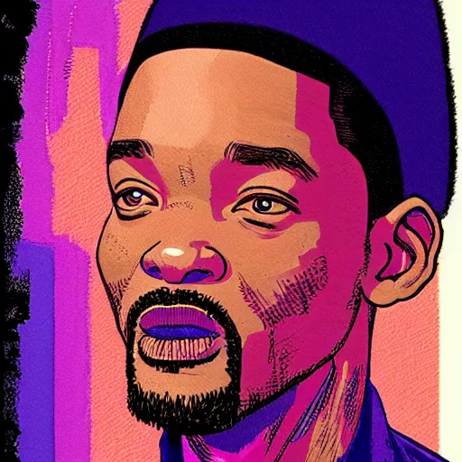 Prompt: “ will smith retro minimalist portrait by jean giraud, moebius starwatcher comic, 8 k ”