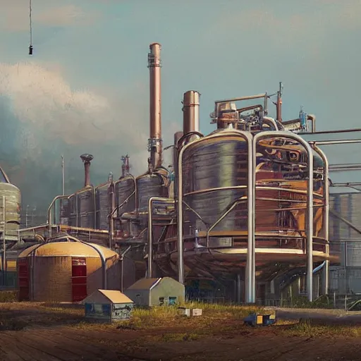 Prompt: a beer brewery painted by stalenhag