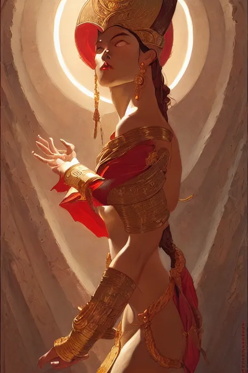 Image similar to temple, taosim, painting by greg rutkowski, j. c. leyendecker, artgerm