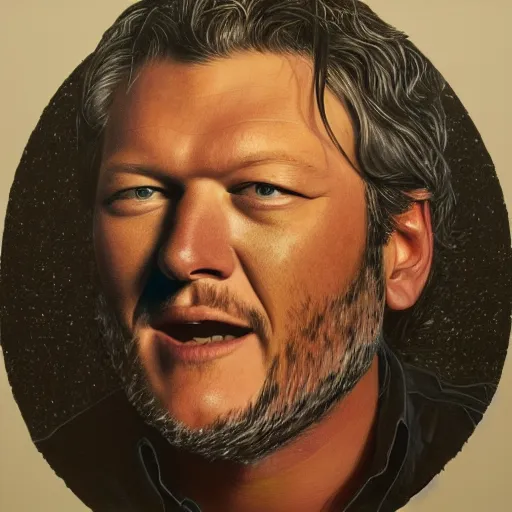 Prompt: portrait of blake shelton by chuck close