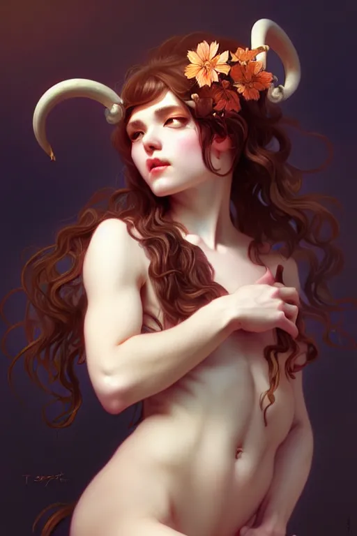 Image similar to beautiful satyr bard, highly detailed, digital painting, artstation, sharp focus, illustration, art by tan zi and ayanamikodon and alphonse mucha and wlop