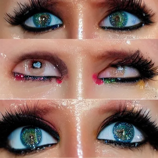 Image similar to close up of eyes with sprinkles mascara