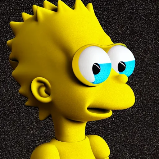 Prompt: Bart Simpson, 4K HD, 3D render, octane 3D, zbrush, blender, Cinema 4D