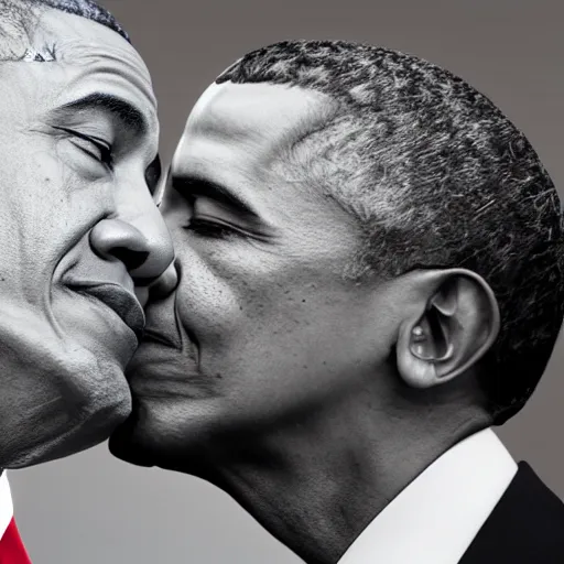 Image similar to obama kissing donald trump, detailed, high quality picture, 4k