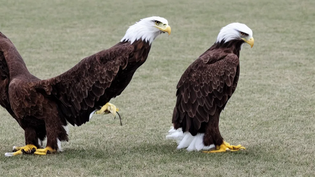 Prompt: an eagle with a dog, patriotic
