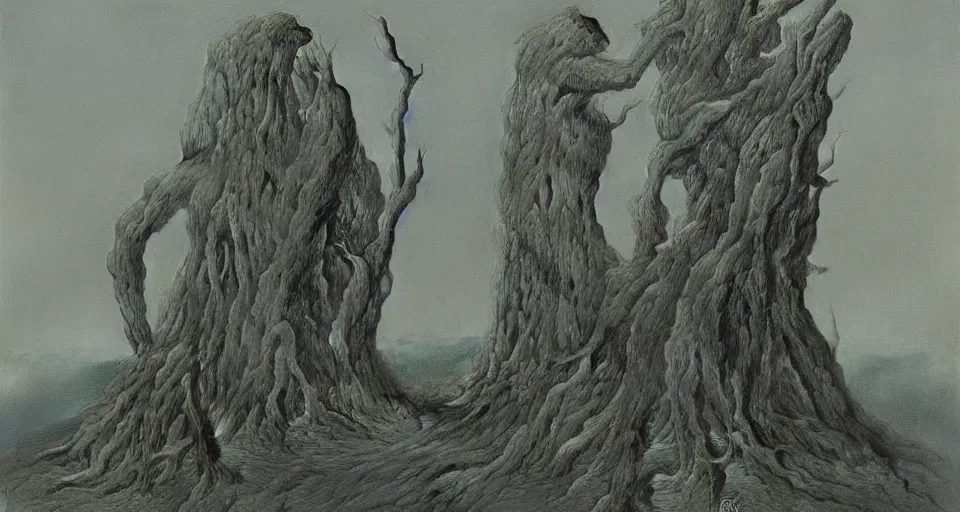 Prompt: the two complementary forces that make up all aspects and phenomena of life, by Zdzisław Beksiński